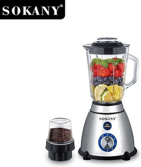 Sokany Μπλέντερ με Γυάλινη Κανάτα 1.5lt 800W 