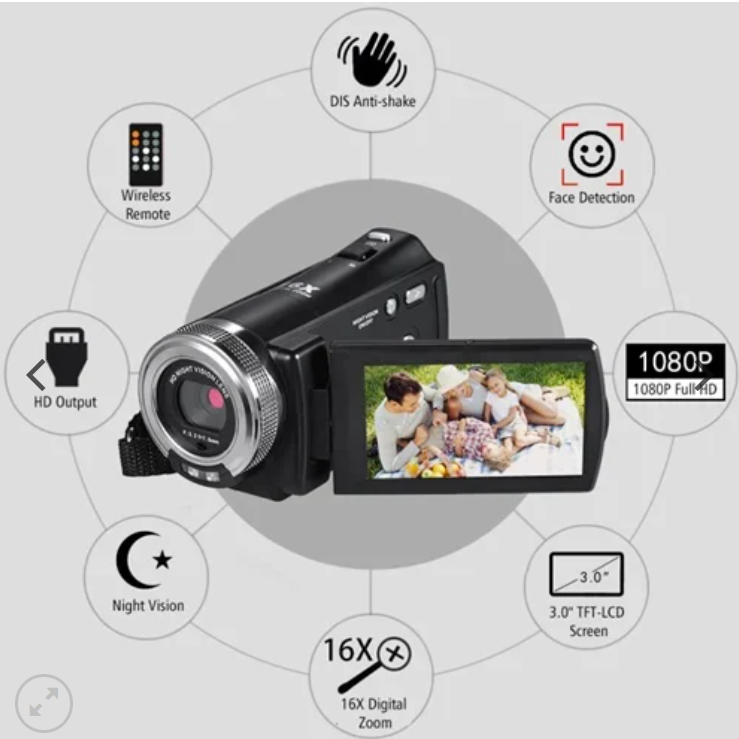 Ψηφιακή βιντεοκάμερα 1080P HD 20MP TFT LCD 16X 4KDV Andowl Q-DV16X μαύρη