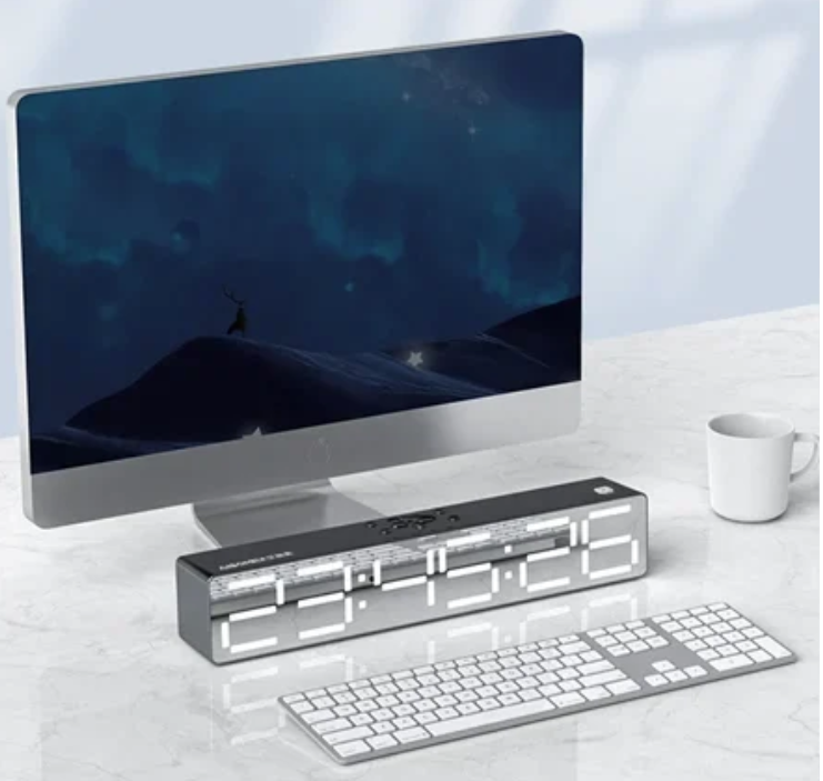 Φορητό ηχείο 4 σε 1 με ρολόι, συναγερμός υποδοχή κάρτας SD και Bluetooth Andowl Q-YXB133 μαύρο