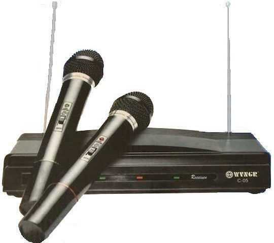 Σύστημα Karaoke με Ασύρματα Μικρόφωνα C-05 σε Μαύρο Χρώμα
