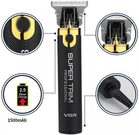 VGR Επαναφορτιζόμενη Κουρευτική Μηχανή Μαύρη V-082