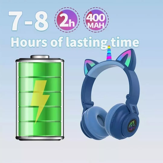 Unicorn STN27 Ασύρματα Bluetooth Παιδικά Over Ear Ακουστικά με 7 ώρες Λειτουργίας Μπλε