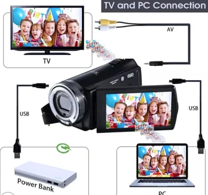 Ψηφιακή βιντεοκάμερα 1080P HD 20MP TFT LCD 16X 4KDV Andowl Q-DV16X μαύρη