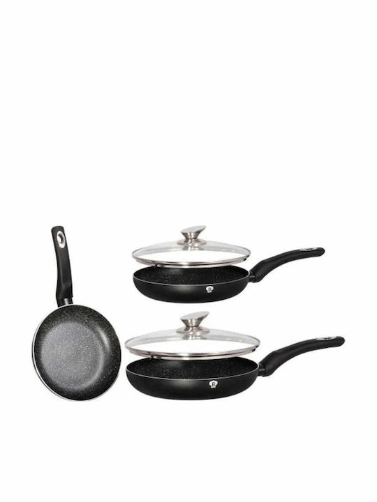 Blaumann Σετ Τηγάνια από Αλουμίνιο Μαύρα με Επίστρωση από Πέτρα 5τμχ