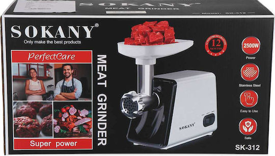 Sokany SK-312 Μηχανή Άλεσης Κιμά 2500W Λευκή