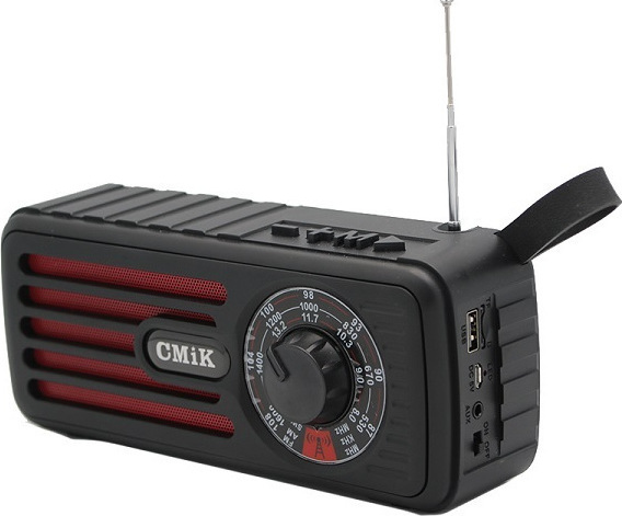 CMIK MK-101 Φορητό Ραδιόφωνο Ηλιακό με Bluetooth και USB Μαύρο / Κόκκινο