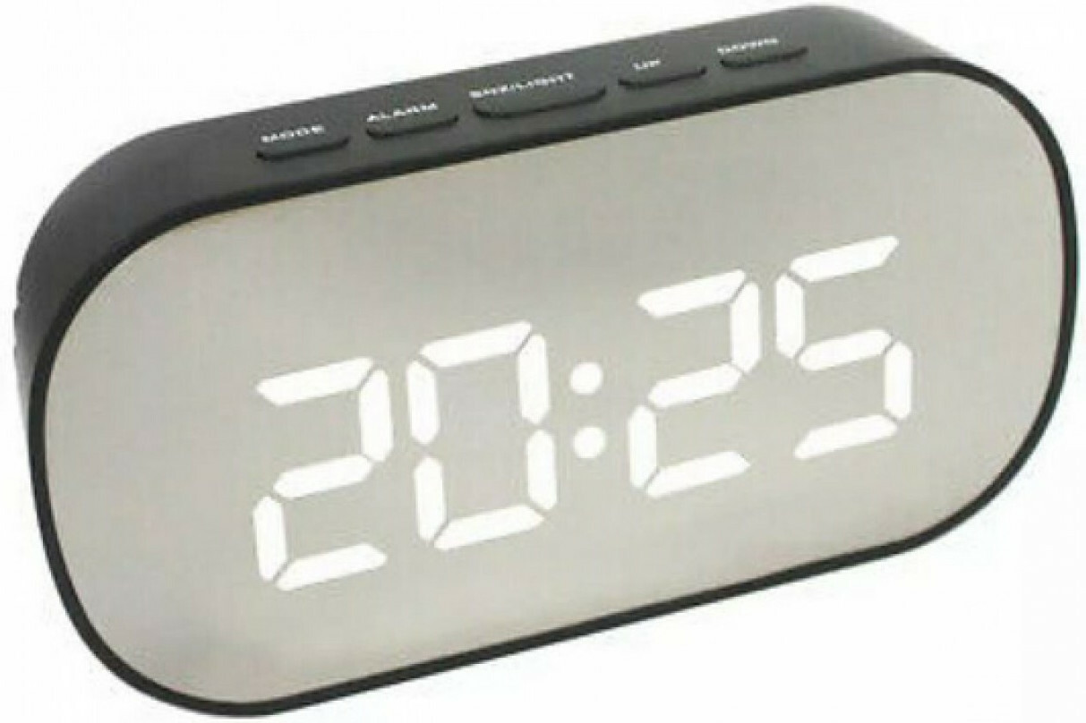 Ψηφιακό Ρολόι Καθρέπτης με Ξυπνητήρι, Ημερομηνία και Θερμοκρασία 6099 Λευκό/Μαύρο