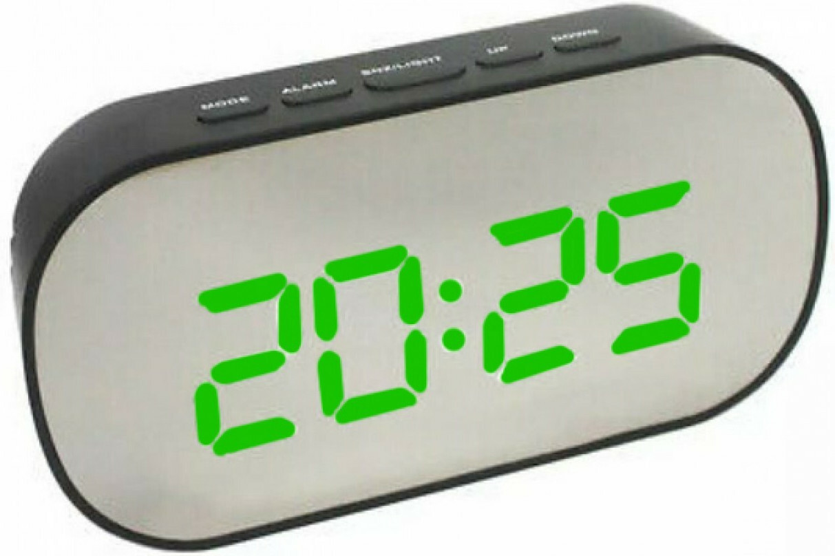 Ψηφιακό Ρολόι Καθρέπτης με Ξυπνητήρι, Ημερομηνία και Θερμοκρασία 6099 Μαύρο-Πράσινο