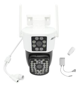 IP Διπλή Κάμερα Παρακολούθησης Wi-Fi 1080p IP66 Αδιάβροχη με Φακό 3.6mm Jortan JT-8293 Λευκή-Μαύρη